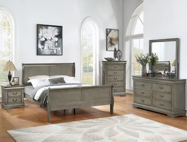 Queen Grey Sleigh bed and other furniture