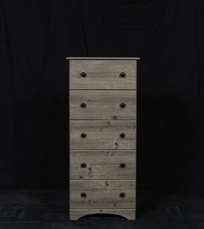 Grey Color Tall Table five drawers