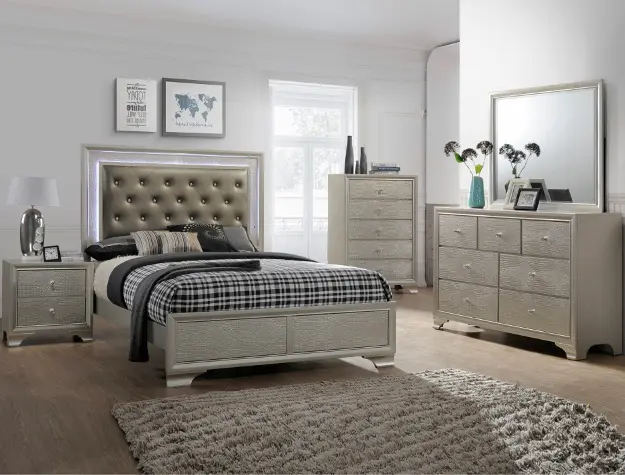 silver lyssa King Bed and other furniture