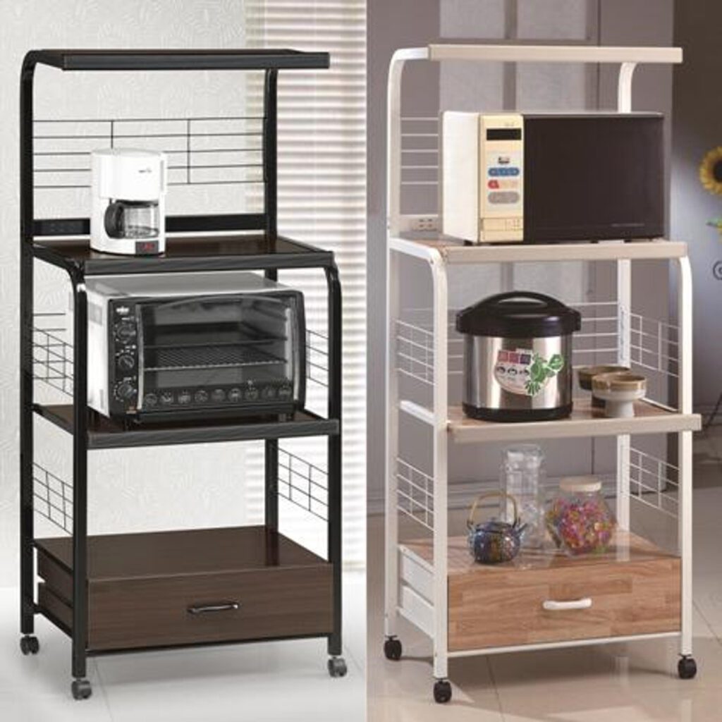 a brown and white Microwave carts