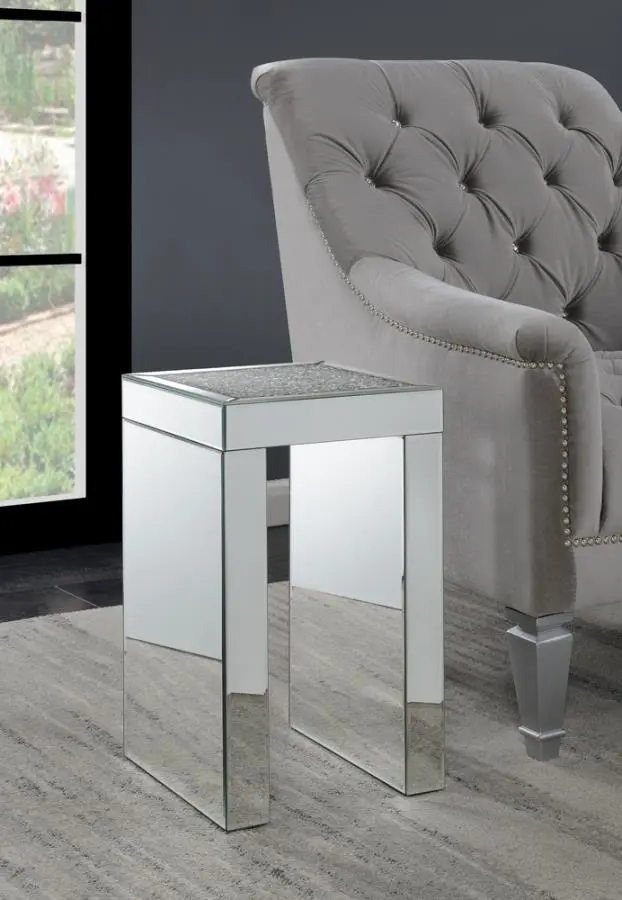 shiny end side table and chair