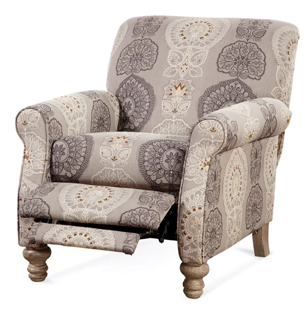 push back recliner chair with printed cover