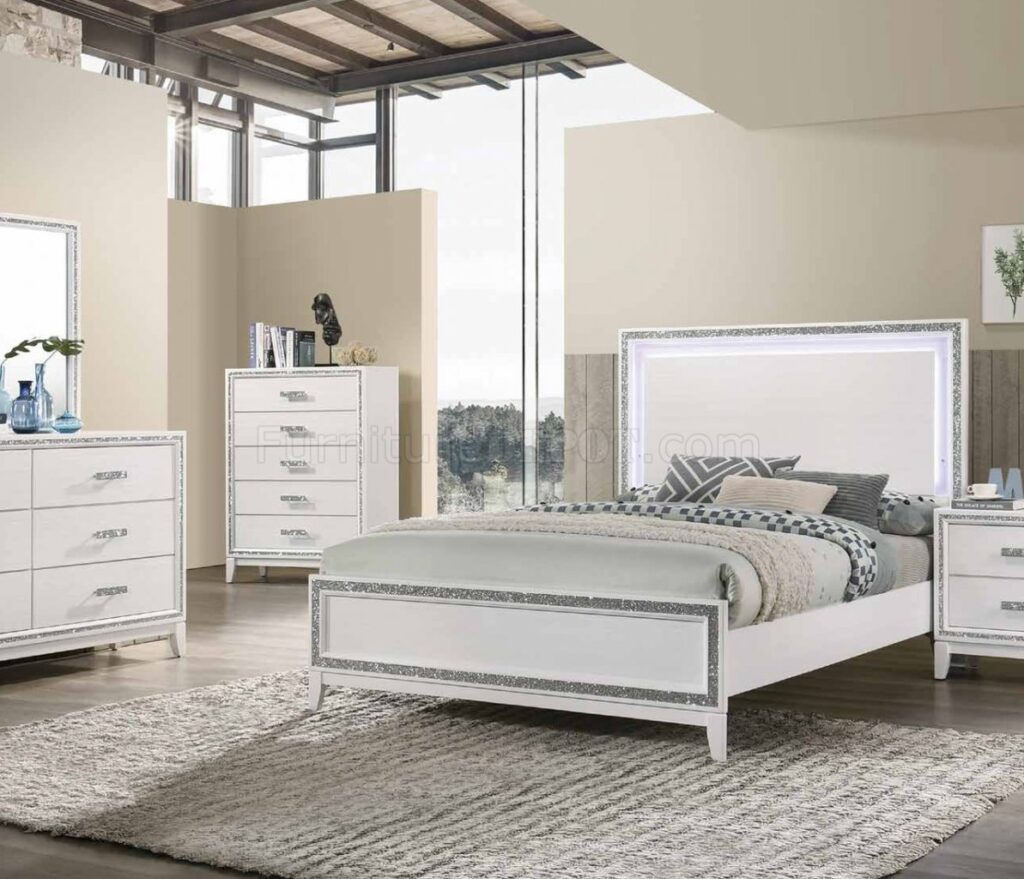 WHITE SPARKLE QUEEN BED