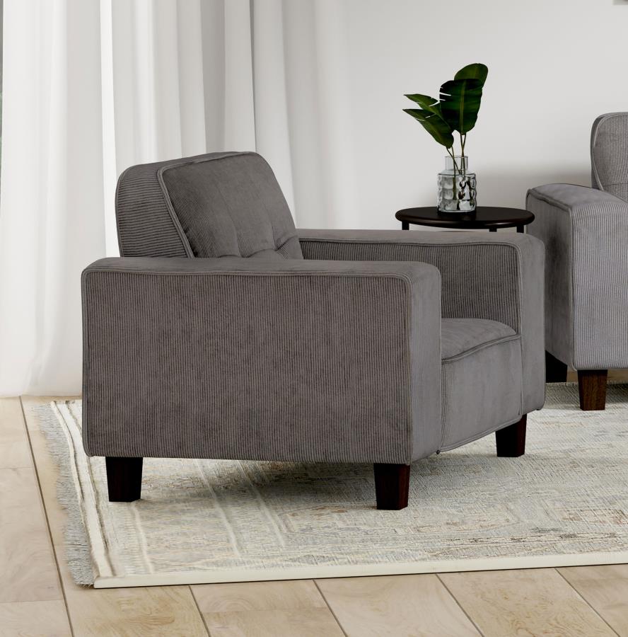 Grey ribbed fabric Chair