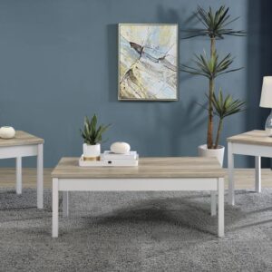 Pine Top White Legs 3 Piece occasional setr