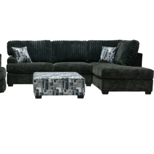 Charcoal Grey Fuzzy Ribbed Sectional